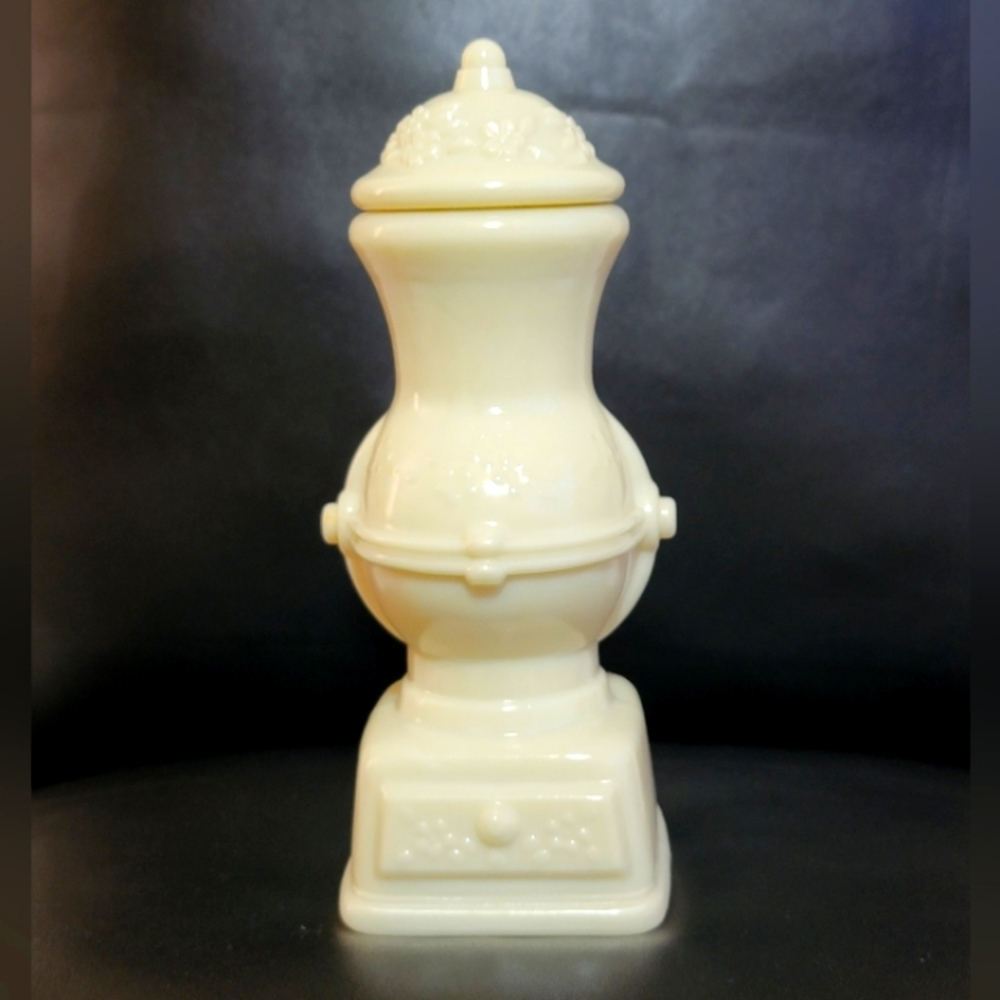 Vintage 1970's Milk Glass Avon Coffee Mill Oven Shaped 3/4 Full Sonnet Cologne